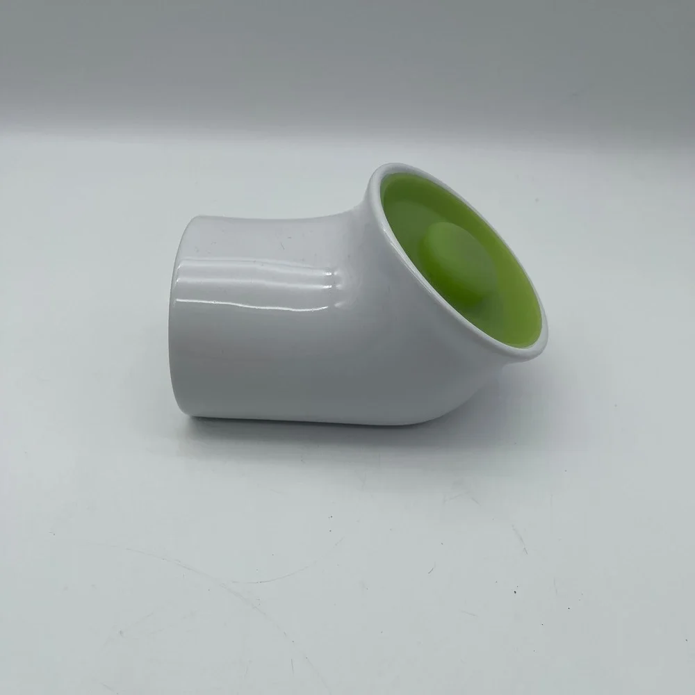 Modern White Ceramic Angled Salt Cellar with Lime Green Silicone Lid Spice Jar